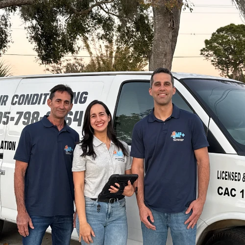 Mario Perez, AC Company Owner & Lead Technician of MP+ Air Conditioning in Brandon, FL, smiling in uniform.